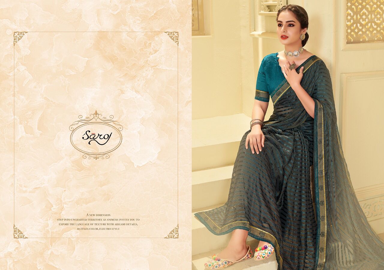 Saroj Bell Bottom Designer Ethnic Wear Georgette Printed Saree Collection